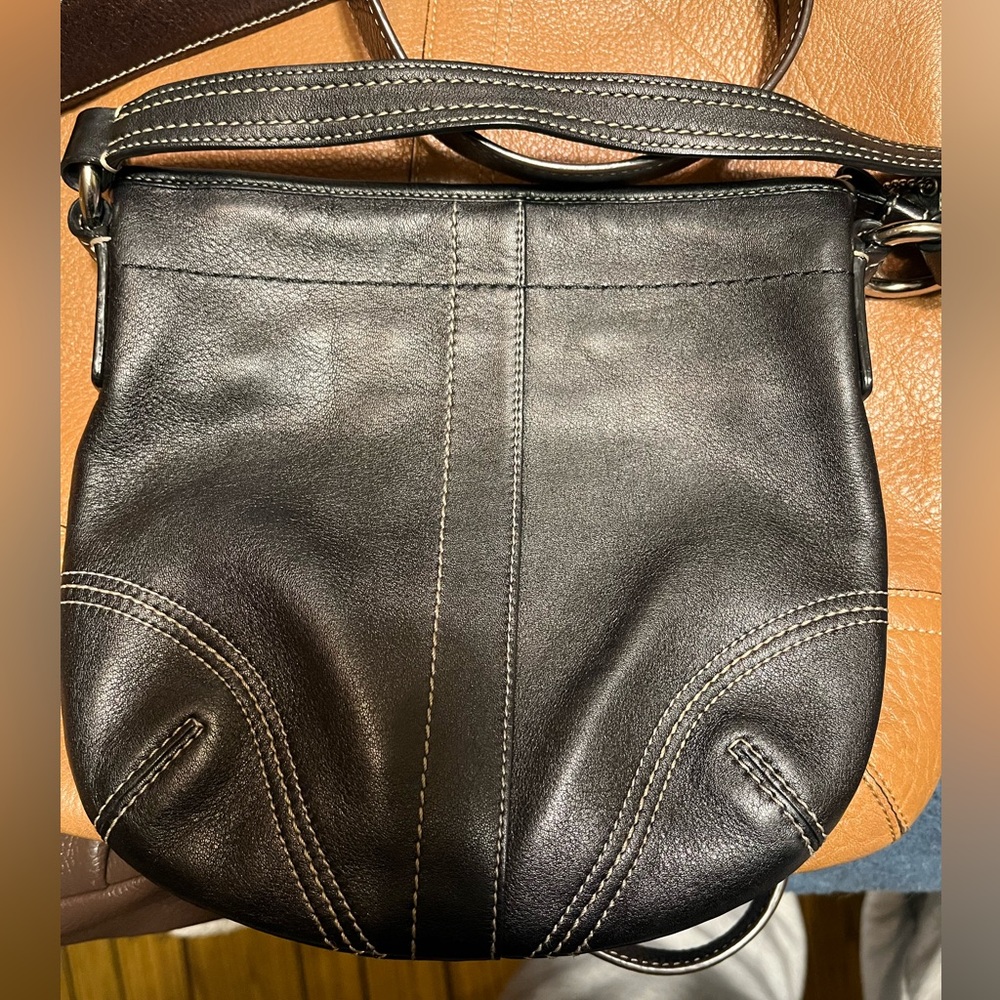 Vintage Coach Black Leather Crossbody Bag